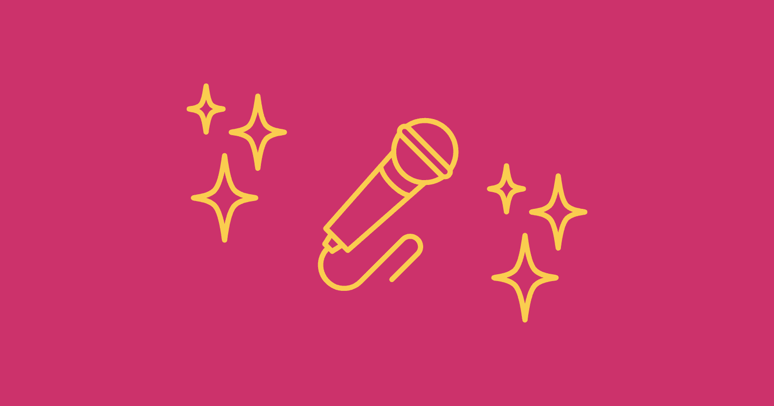 Hero image for Why The Life of a Showgirl is a cultural moment blog post: a microphone icon surrounded by sparkles