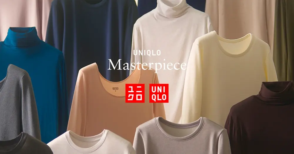 UNIQLO HEATTECH shirts on display in many colors