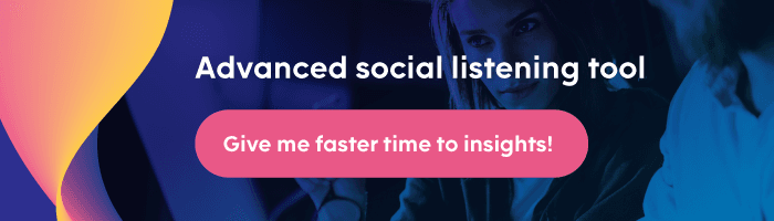 CTA button to register for a free demo of an enterprise-level social listening tool
