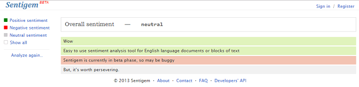 Sentiment analysis tools - Sentigem