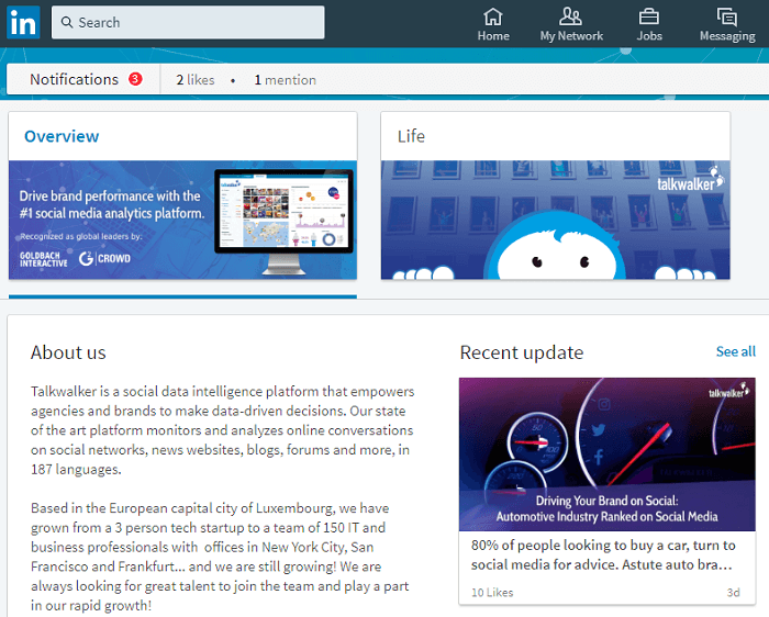 Talkwalker LinkedIn Profile