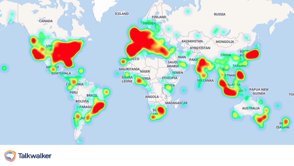 Billabong brand mentions heat map