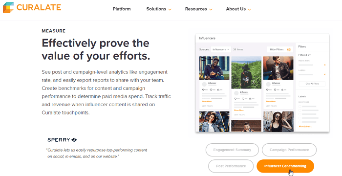 social media analytics tools - curalate