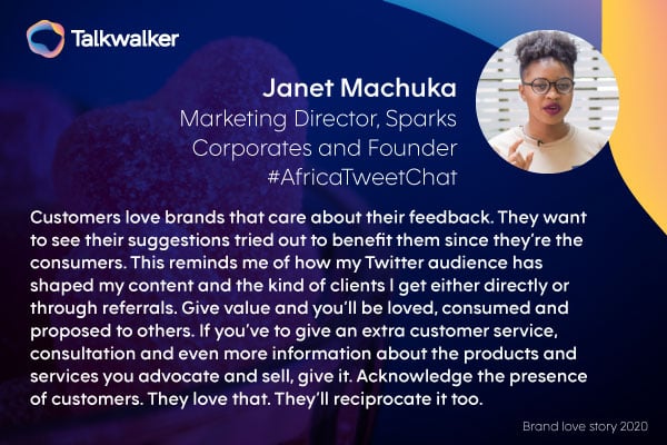Janet Machuka, Marketing Director at Sparks Corporates and Founder #AfricaTweetChat 
