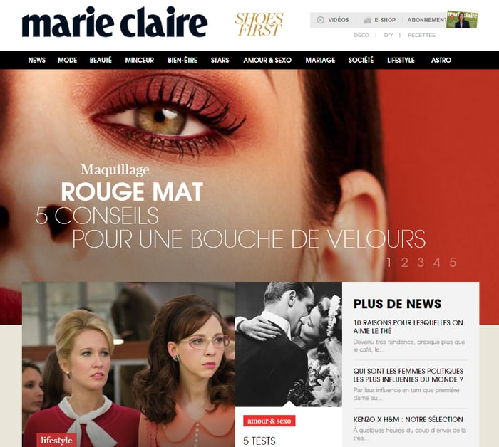 Marie Claire homepage
