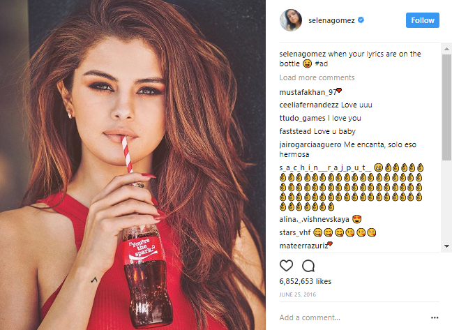 Selena Gomez's lyrics auf die Cola Flasche
