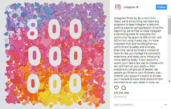 800.000.000 Instagram Users