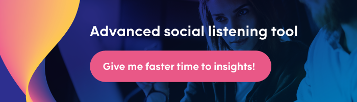 CTA button to register for a free demo of an enterprise-level social listening tool