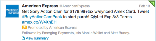 American Express offer tweet