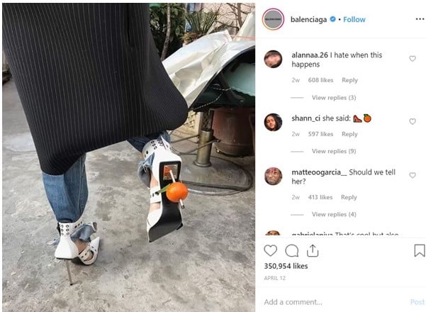 Instagram marketing strategy - Balenciaga engaged post 2