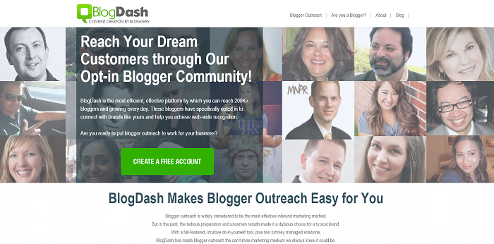 BlogDash website - PR tools