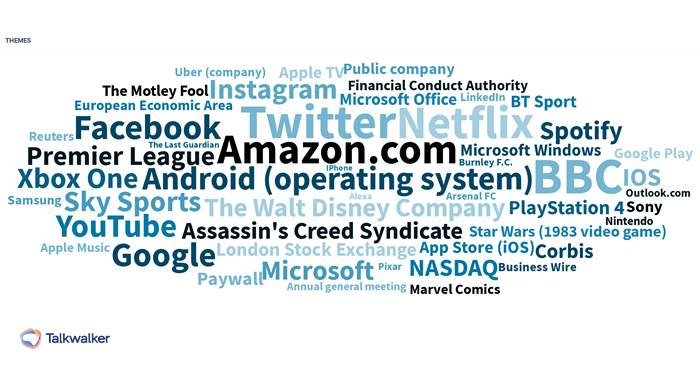 Theme cloud showing the different brands associated with subscription services