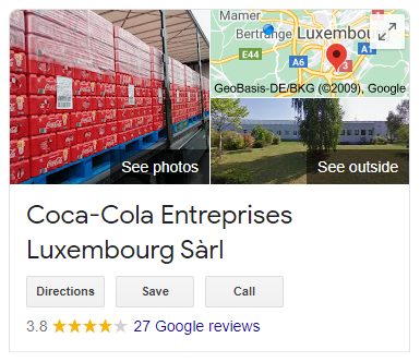 コカコーラ社のGoogleレビュー