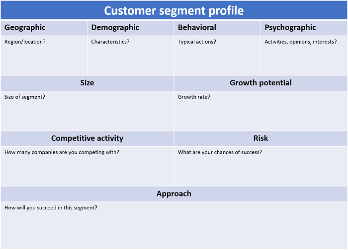 Customer segment profile - marketing plan template