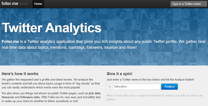 Twitter analytics tools - Foller.me - stats for your account or a competitor.