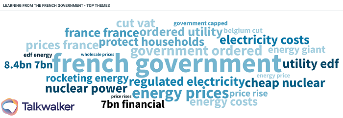 Keywords relating to the rising cost of living and the French government