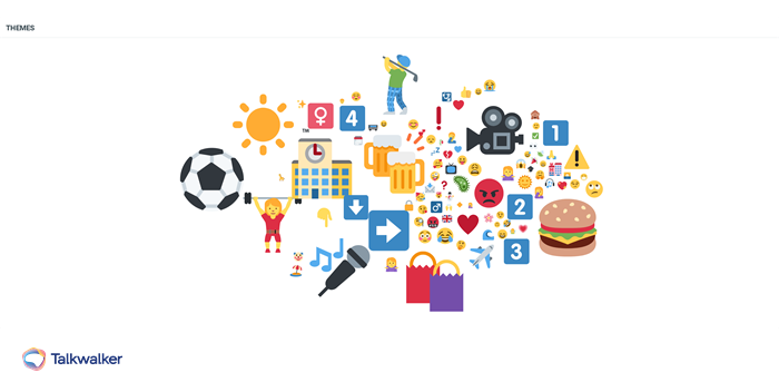 Emoji theme cloud showing the types of emojis used in reference to summer holidays this year
