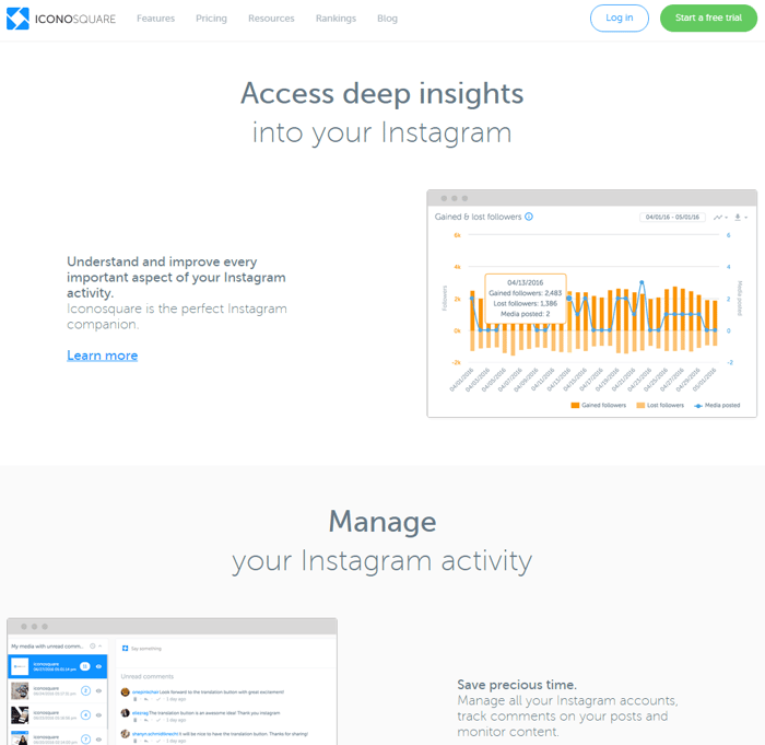 Iconosquare social media monitoring tool