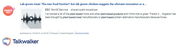 Podcast di BBC circa prodotti vegani