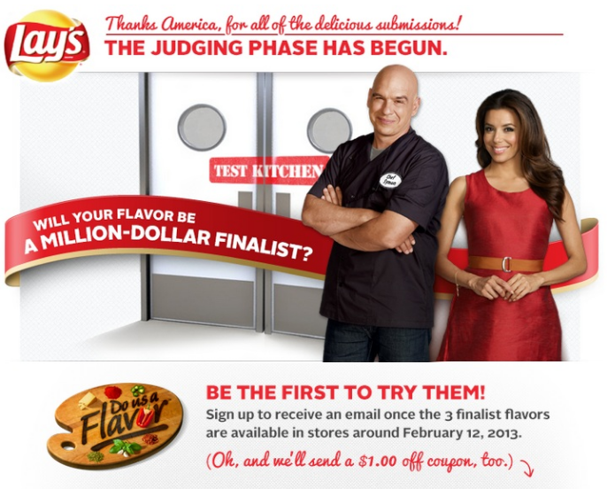 Social media listening by industry - CPG - Lay's potato chips inviting consumers to submit flavor ideas, to win $1 million.