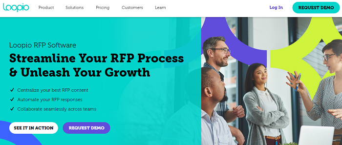 Home page of Loopio - RFP for marketing automation tool