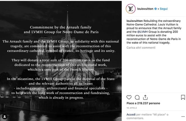 Instagram marketing strategy - Louis Vuitton Notre Dame 