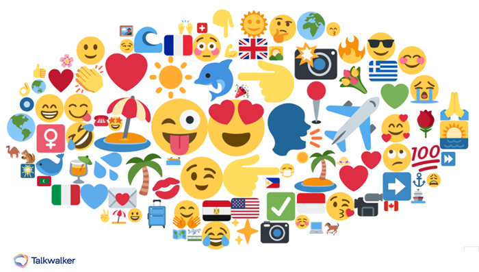 Talkwalker Analytics emoji theme cloud for vacation in May 2020
