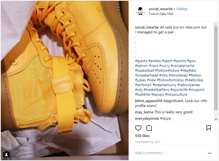 Instagram Nike Shoe purchase