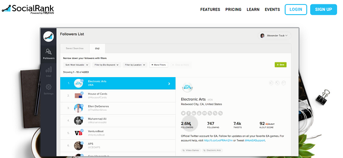 Twitter analytics tools - SocialRank - for Twitter and Instagram analytics