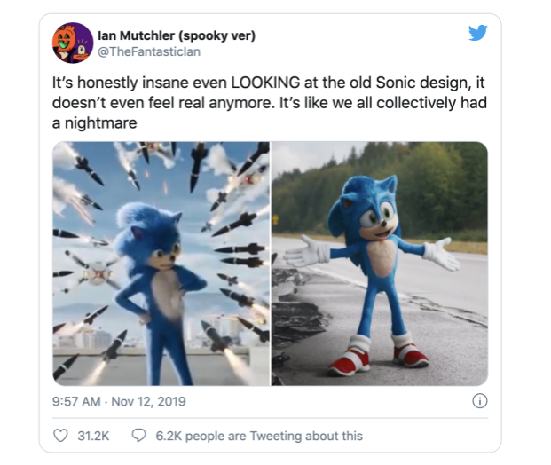 Feedback Twitter sul redesign del personaggio di Sonic