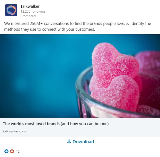 Sponsored content - Talkwalker paid ad on LinkedIn - SMA