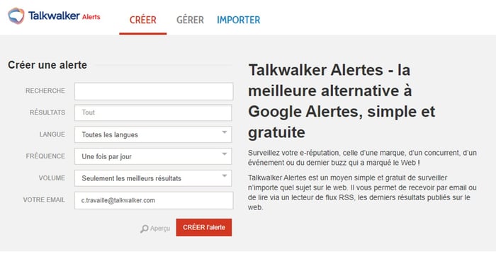 une alternative à Google Alerts - Talkwalker Alerts 