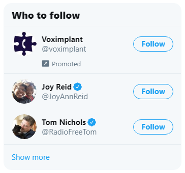 Twitter - who to follow - promoted accounts for SMA