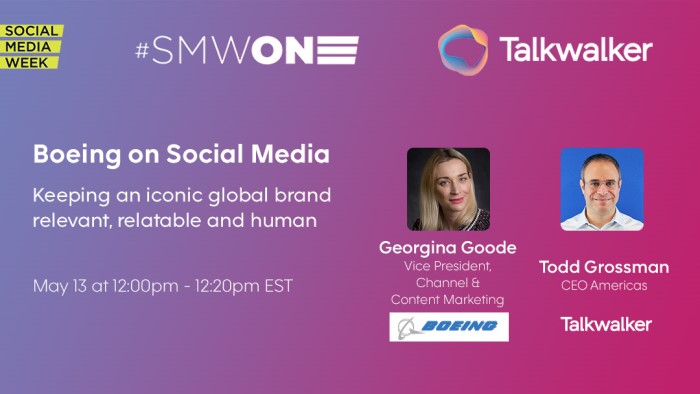 Promo image Talkwalker and Boeing session at SMWONE 2020