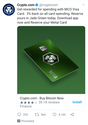 Cypto dot com promoted tweet