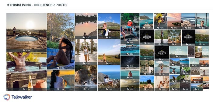 Visuals shared by travel influencers from Corona's ThisIsLiving campaign