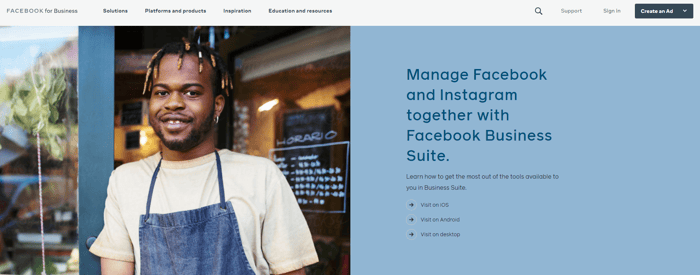 Facebook Business Suite screenshot of man smiling