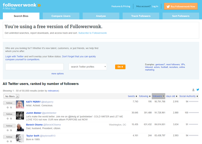 followerwonk - social mentions