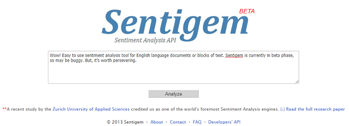 Sentiment analysis tools - Sentigem