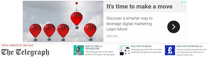 Paid display ad - banner - audience targeted - appearing on Telegraph newspaper