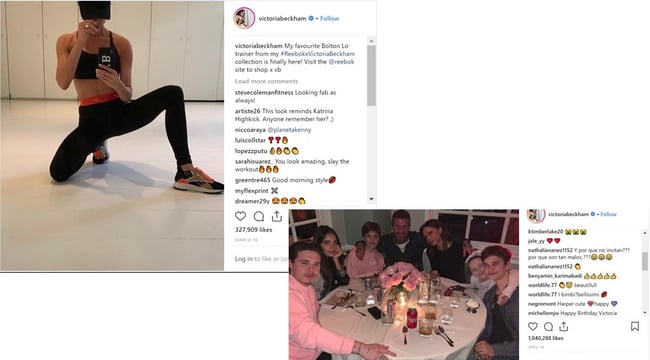Instagram marketing strategy - Victoria Beckham engaged post 2