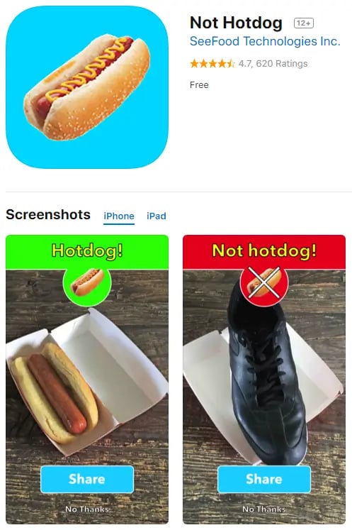 Image recognition tool - not a hotdog