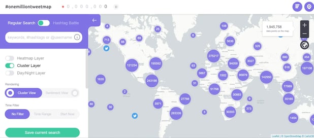 Free Twitter analytics tools - OneMillionTweetMap