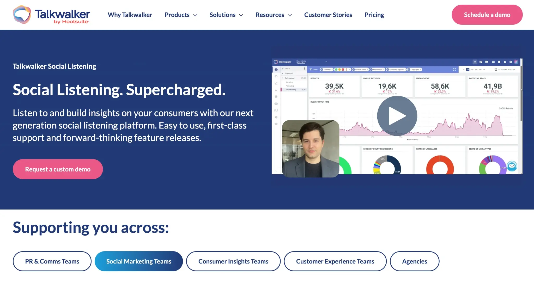 Screenshot of Talkwalker homepage.