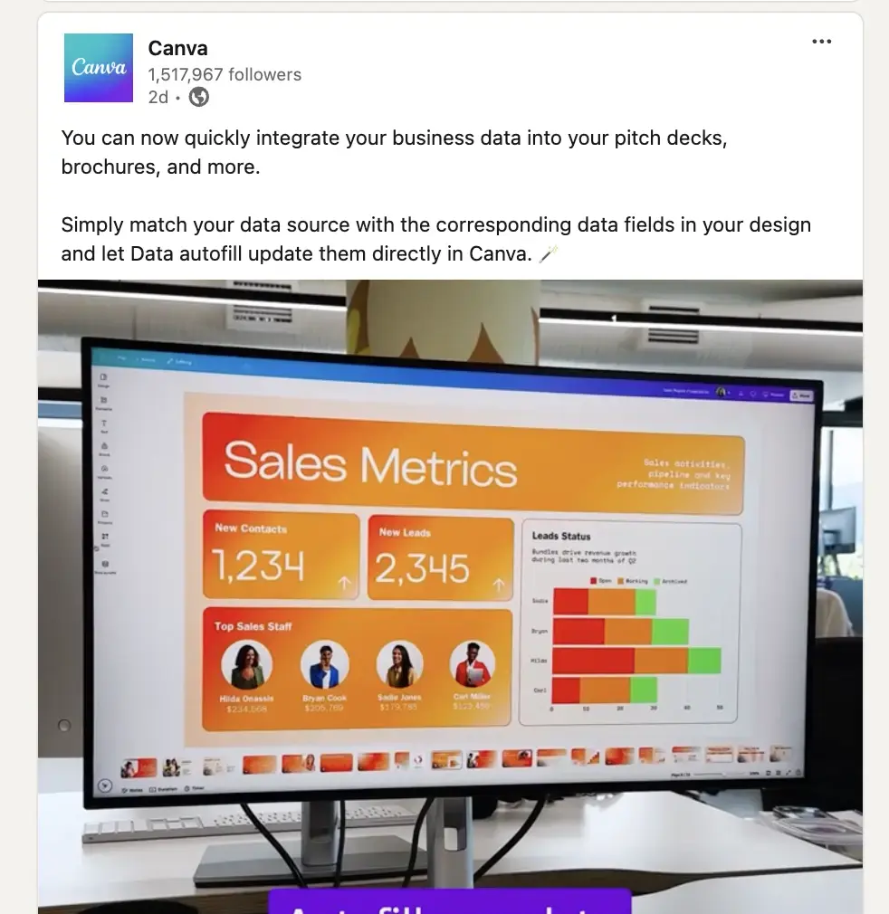 Screenshot of Canva post on LinkedIn