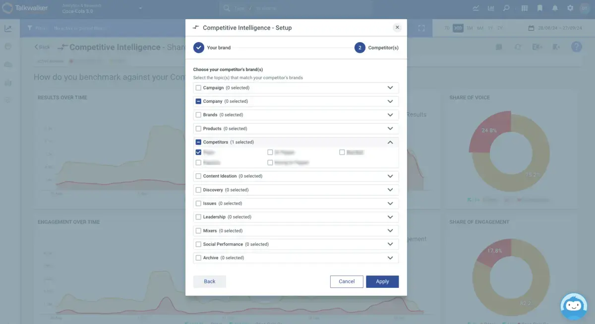 Competitive Intelligence setup page